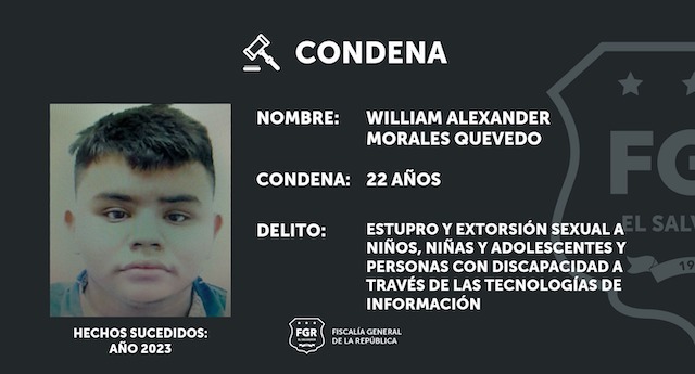William Alexander Morales Quevedo condenado delitos sexuales Suchitoto