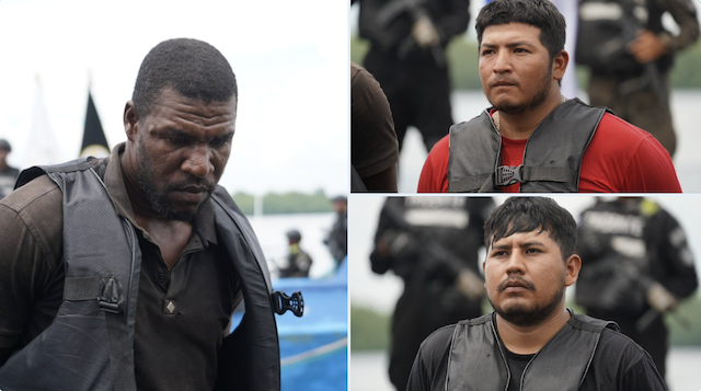 Dos ecuatorianos y un colombiano capturados en operativo Fuerza Naval 22 de junio, 2084 paquetes de cocaína valorados en más de 52 millones