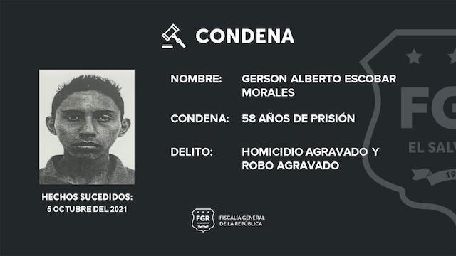 Gerson Alberto Escobar Morales homicidio agravado robo agravado
