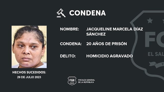 Jacqueline Marcela Díaz Sánchez condenada 20 años homicidio