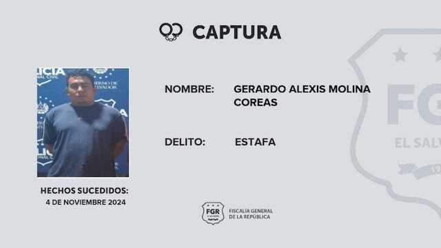 Gerardo Alexis Molina Coreas, estafa