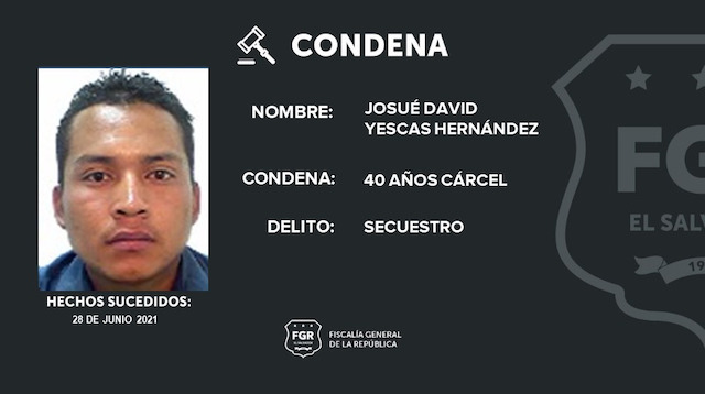 Josué David Yescas Hernández, condenado a 40 años de cárcel, secuestro