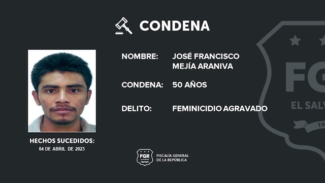 José Francisco Mejía Araniva, condenado a 50 años, feminicidio agravado