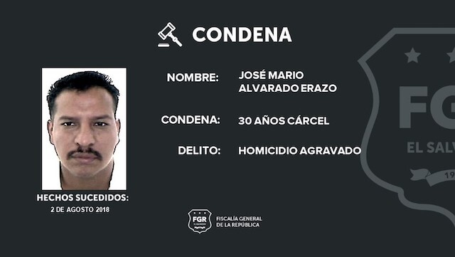 José Mario Alvarado Erazo, 30 años de cárcel, homicidio agravado