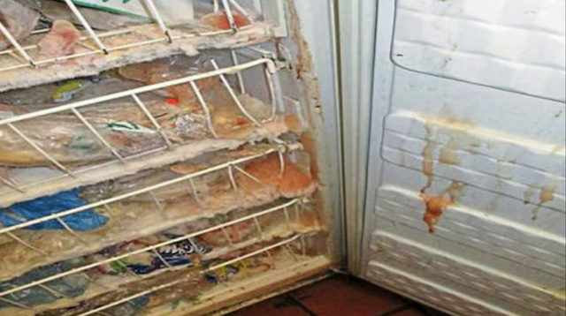 Cuarto frío de restaurante sucio