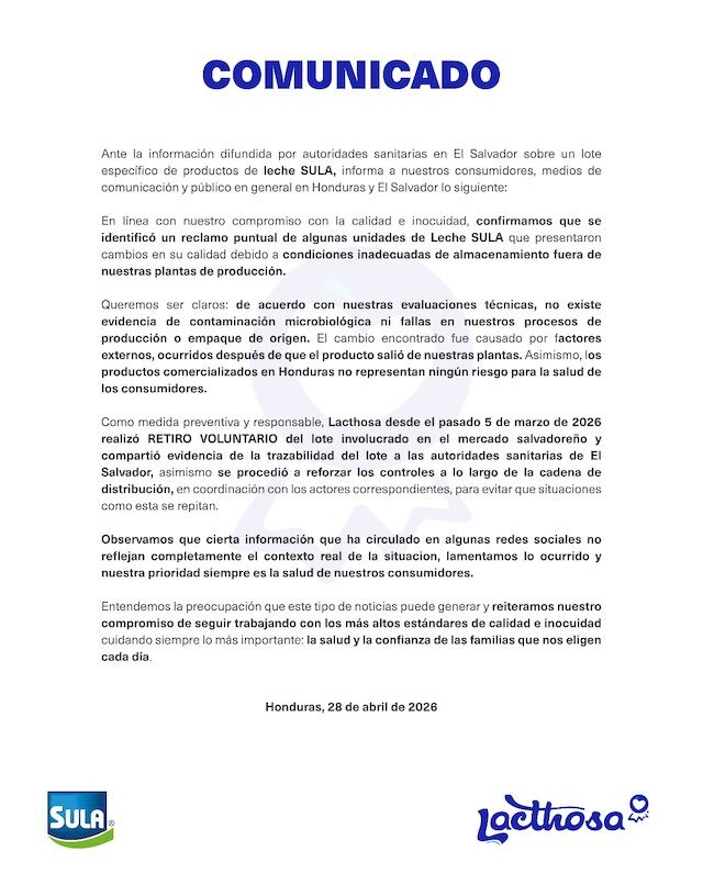 Comunicado de Lacthosa